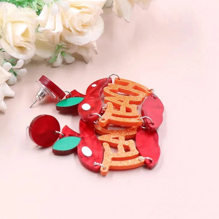 as picture / 1.6*2in / Red ER2091 1pair New product CN Drop apple TRENDY Teacher's Day Gift  Acrylic earrings Jewelry for women