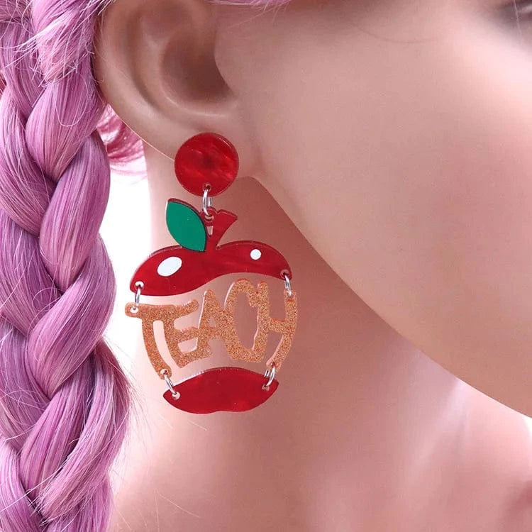 as picture / 1.6*2in / Red ER2091 1pair New product CN Drop apple TRENDY Teacher's Day Gift  Acrylic earrings Jewelry for women