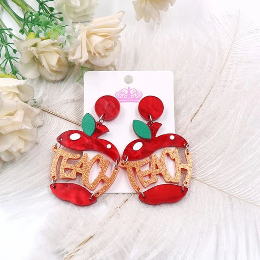 as picture / 1.6*2in / Red ER2091 1pair New product CN Drop apple TRENDY Teacher's Day Gift  Acrylic earrings Jewelry for women