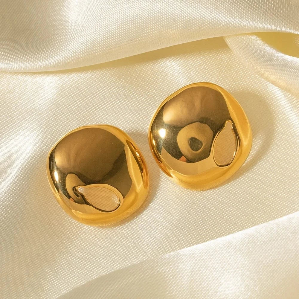 as picture / 1 Titanium Steel Color Retention Minimalist Earrings Stainless Steel Chunky Earrings 18k Gold Plated Earrings Jewelry