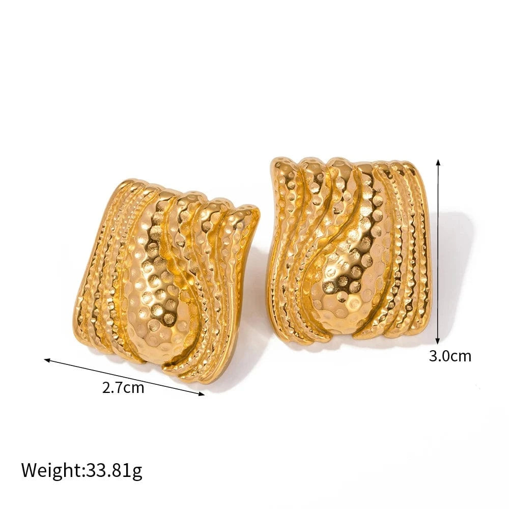 as picture / 1 Women Luxury 18K Gold Stainless Steel Jewelry Ornaments Decorations Titanium Square Earrings