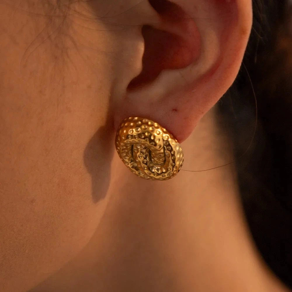 as picture / 1 Women Luxury 18K Gold Stainless Steel Jewelry Ornaments Decorations Titanium Steel Spiral Earrings