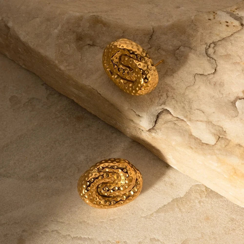 as picture / 1 Women Luxury 18K Gold Stainless Steel Jewelry Ornaments Decorations Titanium Steel Spiral Earrings