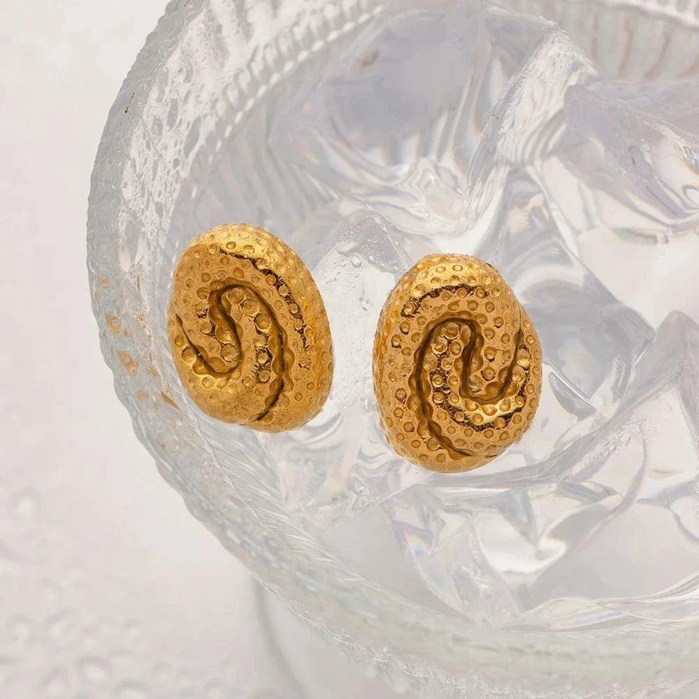 as picture / 1 Women Luxury 18K Gold Stainless Steel Jewelry Ornaments Decorations Titanium Steel Spiral Earrings