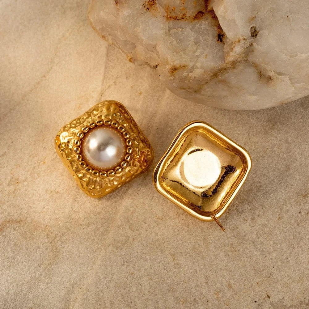 as picture / 1 Women Luxury Minimalist Retro 18K Gold Stainless Steel Jewelry Ornaments Decorations Pearl Earrings