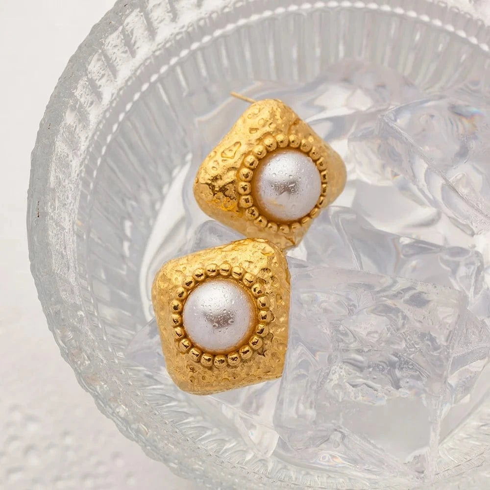 as picture / 1 Women Luxury Minimalist Retro 18K Gold Stainless Steel Jewelry Ornaments Decorations Pearl Earrings