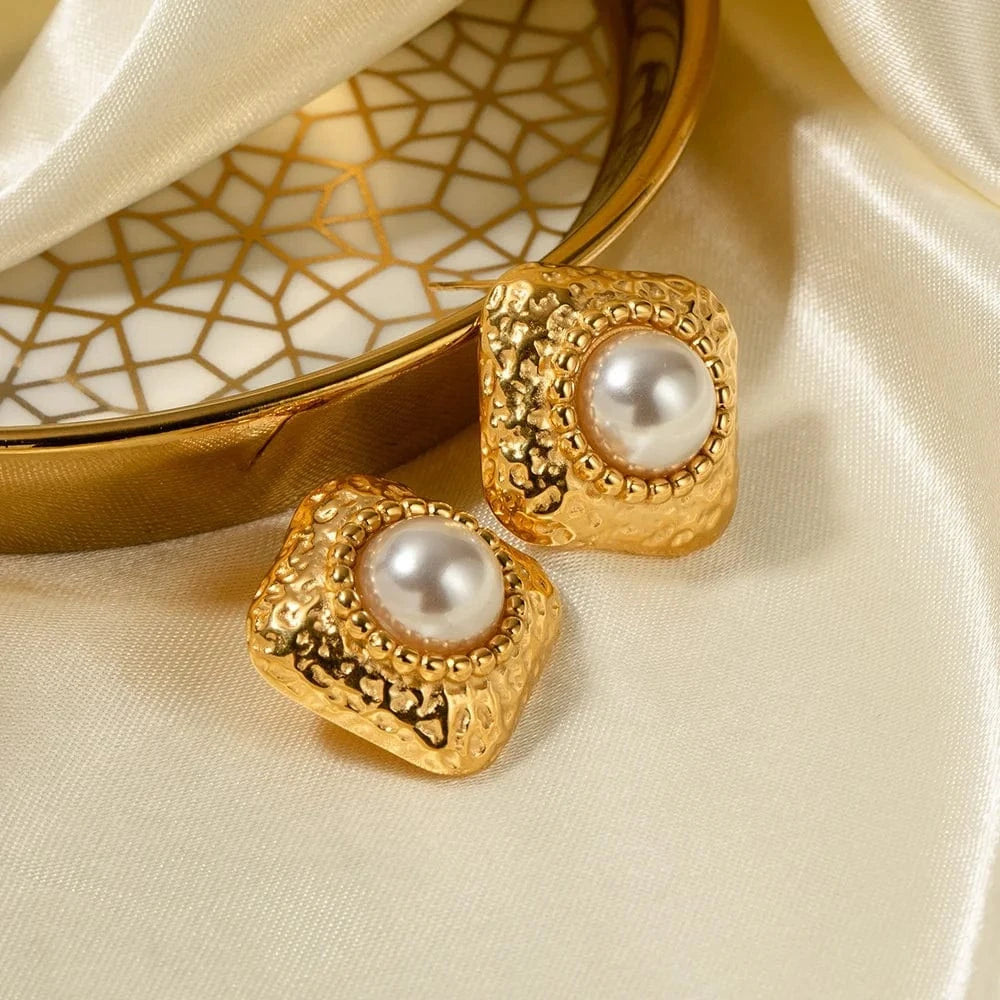 as picture / 1 Women Luxury Minimalist Retro 18K Gold Stainless Steel Jewelry Ornaments Decorations Pearl Earrings