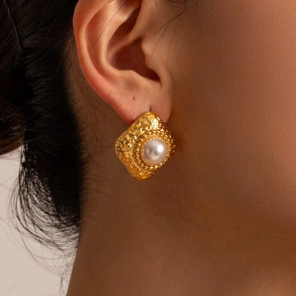 as picture / 1 Women Luxury Minimalist Retro 18K Gold Stainless Steel Jewelry Ornaments Decorations Pearl Earrings