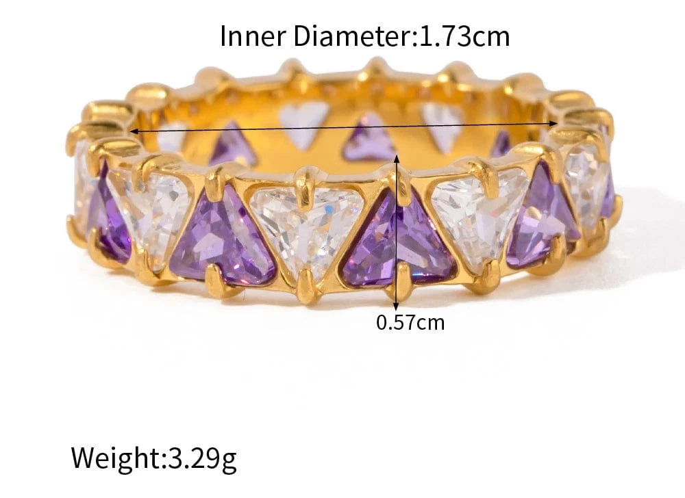 as picture / 3 Color Retention Stainless Steel 18k Gold Plated Diamond Ring Jewelry Zircon Ring Gold Ring for Girls