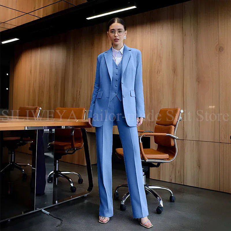 as picture 34 / XXXL / CHINA Luxury Purple Blue Women's Kit Suits 3 Piece Jacket Pants Vest Notch Lapel Female Clothing Slim Fit Smart Office Lady's Sets