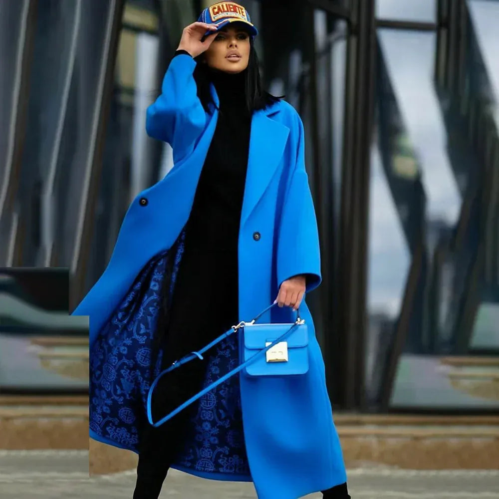 as picture / L / CHINA Fashion Long Coat Double Breasted Women's Suit Blazer Elegant Smart Casual High Quality Boutique Female Clothing