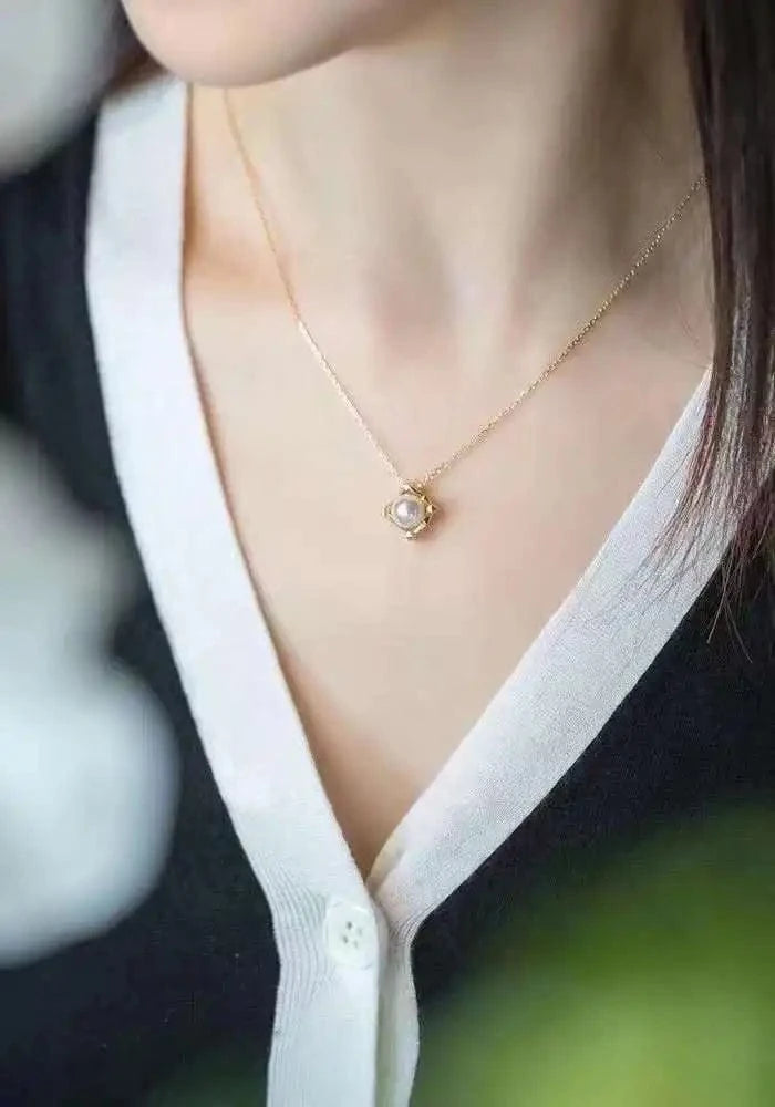 As picture Plated Necklace and Earring Set with 6-7mm Pearl Necklace and Earring Set Pearl Jewelry Set Gold Trendy Mermaid Party Women 294