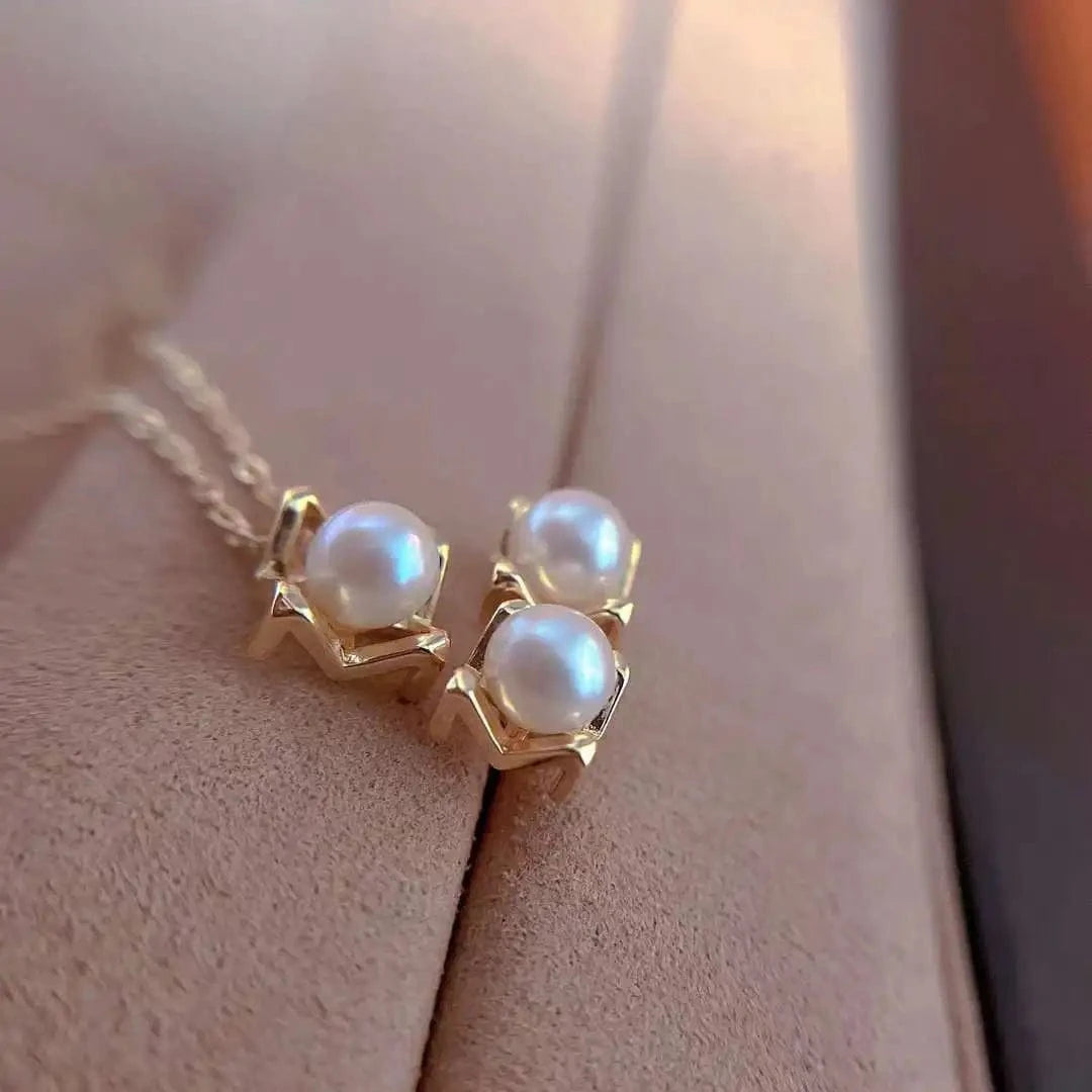 As picture Plated Necklace and Earring Set with 6-7mm Pearl Necklace and Earring Set Pearl Jewelry Set Gold Trendy Mermaid Party Women 294