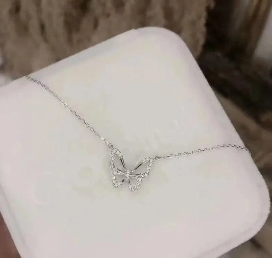 As show / silver Silver Color Butterfly Necklaces for Women Dainty Zircon Pendant Choker Necklace Ins Hot Sale Chains Jewelry