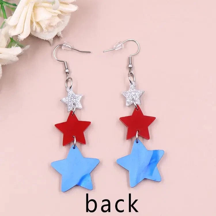 As shown / 1*2.1in / Blue MD116ER2018 1pair New product CN Drop star 4th of July Independence Day Flag Earrings TRENDY Acrylic stainless Jewelry for women