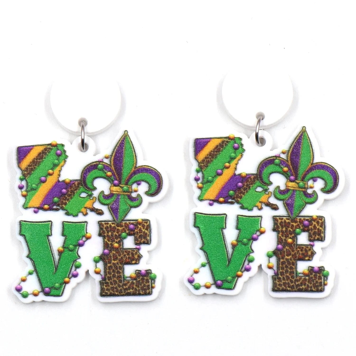 As shown / 1.4in*1.2in / Green ERS847ER1801 1pair New product CN Drop Love Mardi Gras TRENDY Acrylic earrings Jewelry for women