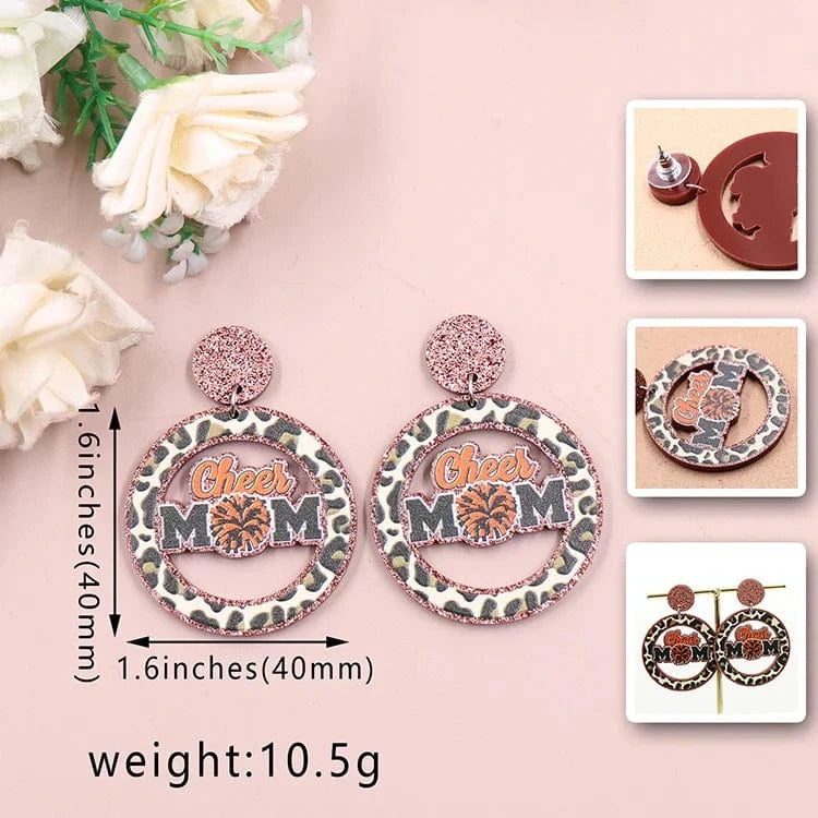 As shown / 1.6in*1.6in / Khaki ERS917ER1979 1pair New product CN Drop Leopard print cheer mom TRENDY Mother's Day Acrylic stainless steel Jewelry for women
