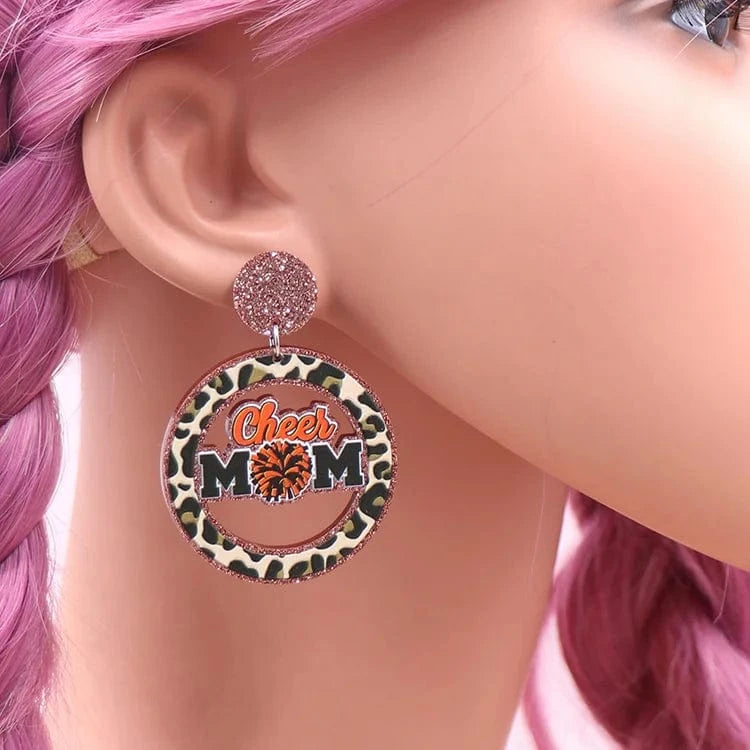 As shown / 1.6in*1.6in / Khaki ERS917ER1979 1pair New product CN Drop Leopard print cheer mom TRENDY Mother's Day Acrylic stainless steel Jewelry for women