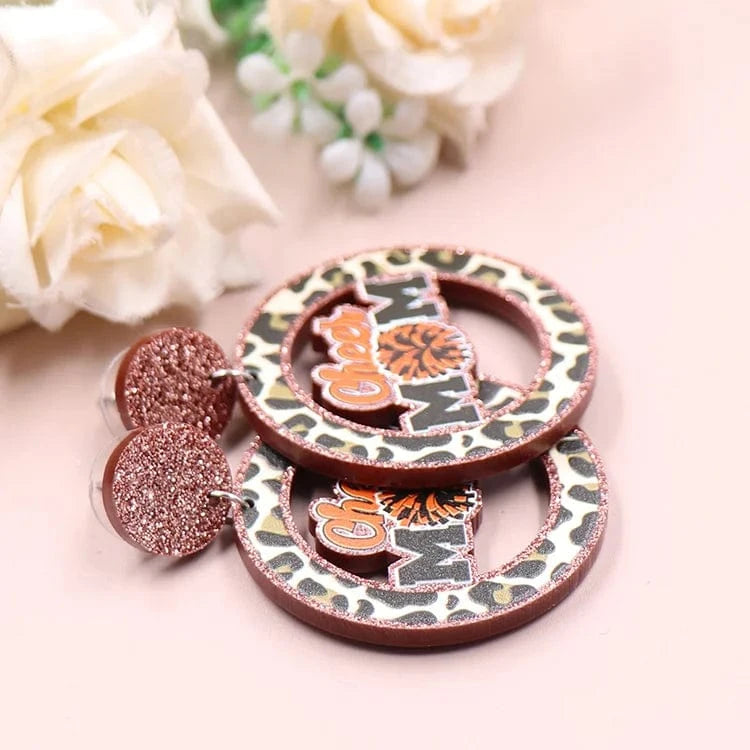 As shown / 1.6in*1.6in / Khaki ERS917ER1979 1pair New product CN Drop Leopard print cheer mom TRENDY Mother's Day Acrylic stainless steel Jewelry for women