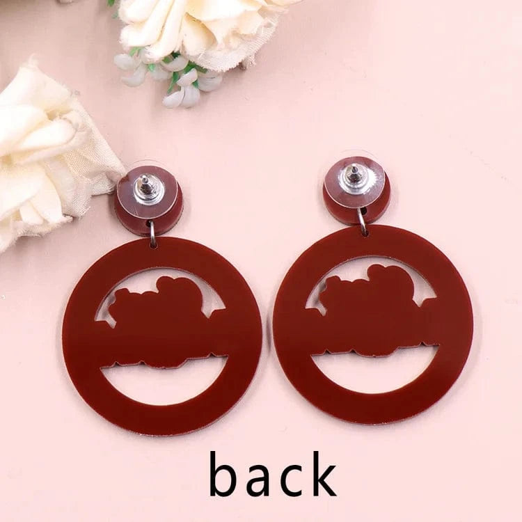 As shown / 1.6in*1.6in / Khaki ERS917ER1979 1pair New product CN Drop Leopard print cheer mom TRENDY Mother's Day Acrylic stainless steel Jewelry for women