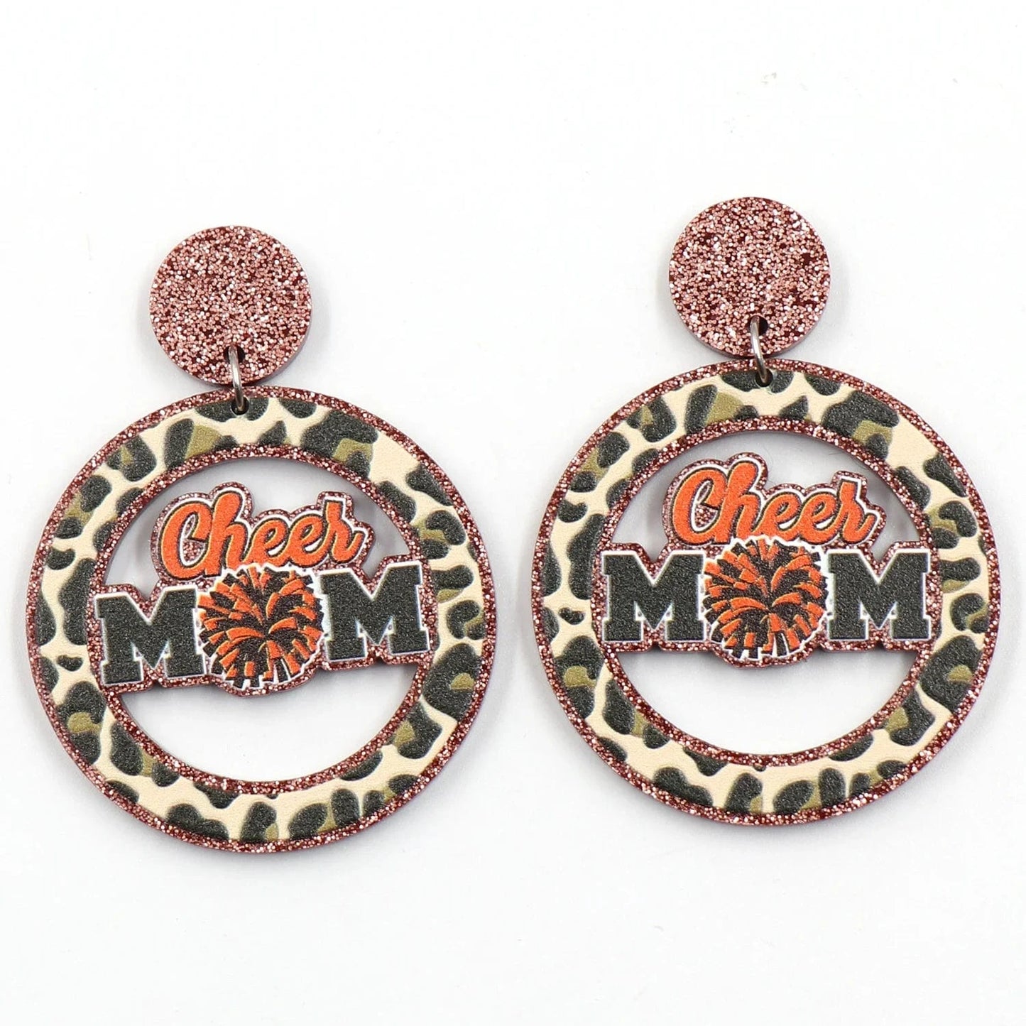 As shown / 1.6in*1.6in / Khaki ERS917ER1979 1pair New product CN Drop Leopard print cheer mom TRENDY Mother's Day Acrylic stainless steel Jewelry for women