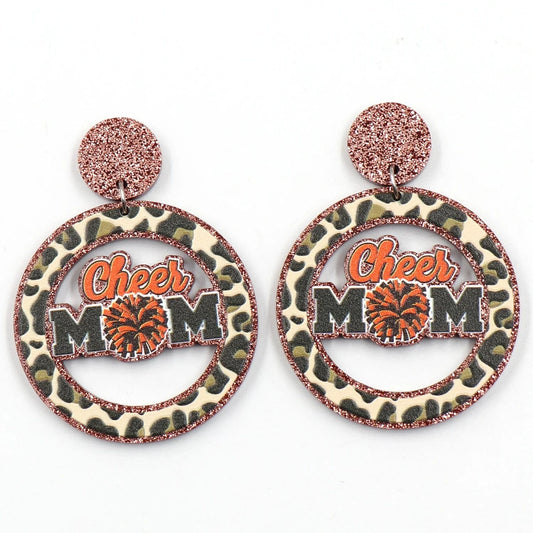 As shown / 1.6in*1.6in / Khaki ERS917ER1979 1pair New product CN Drop Leopard print cheer mom TRENDY Mother's Day Acrylic stainless steel Jewelry for women