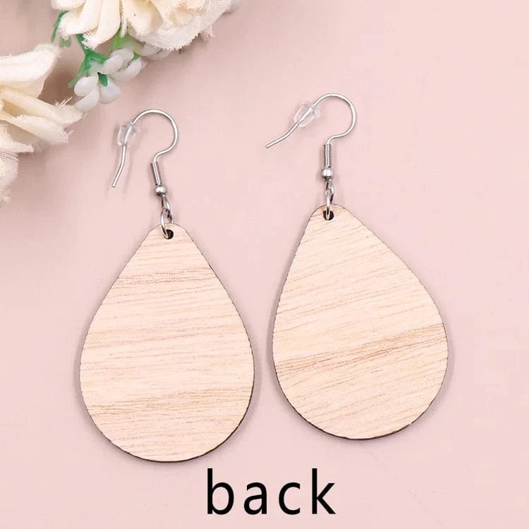 As shown / 1.8in*1.3in / Multi ERS913ER1981 1pair New product CN Drop Western mama Water Drop TRENDY Mother's Day Acrylic wood Jewelry for women