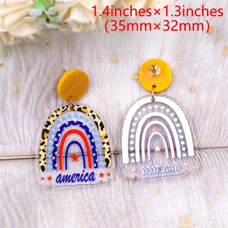 As shown / 35*32mm / Multi ERS628ER1417 Free Shipping Clear 4th of July Independence Day Rainbow Statement Jewelry For Women Acrylic Dangle Earrings