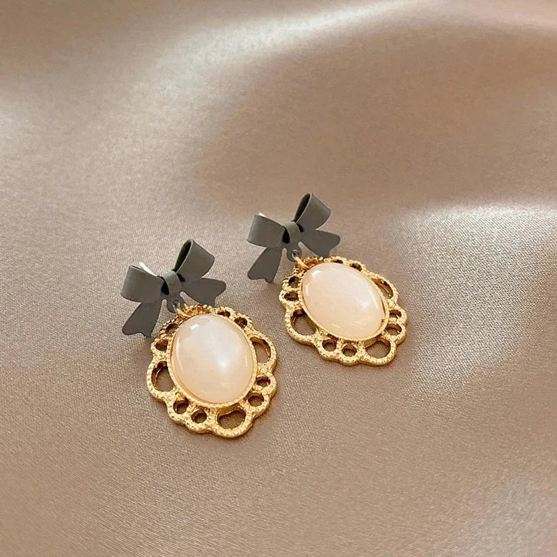 AS SHOWN / As shown / A065 S925 Needle Korean New Simple Temperament Circle Pearl Earrings Fashion Small Versatile Earrings Women's Jewelry
