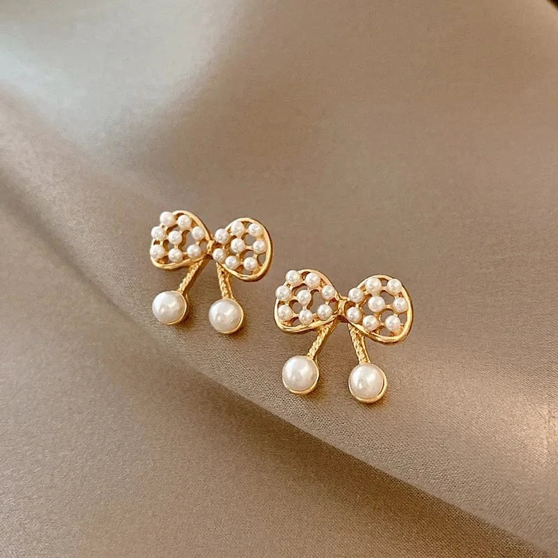 AS SHOWN / As shown / A081 S925 Needle Korean New Simple Temperament Circle Pearl Earrings Fashion Small Versatile Earrings Women's Jewelry