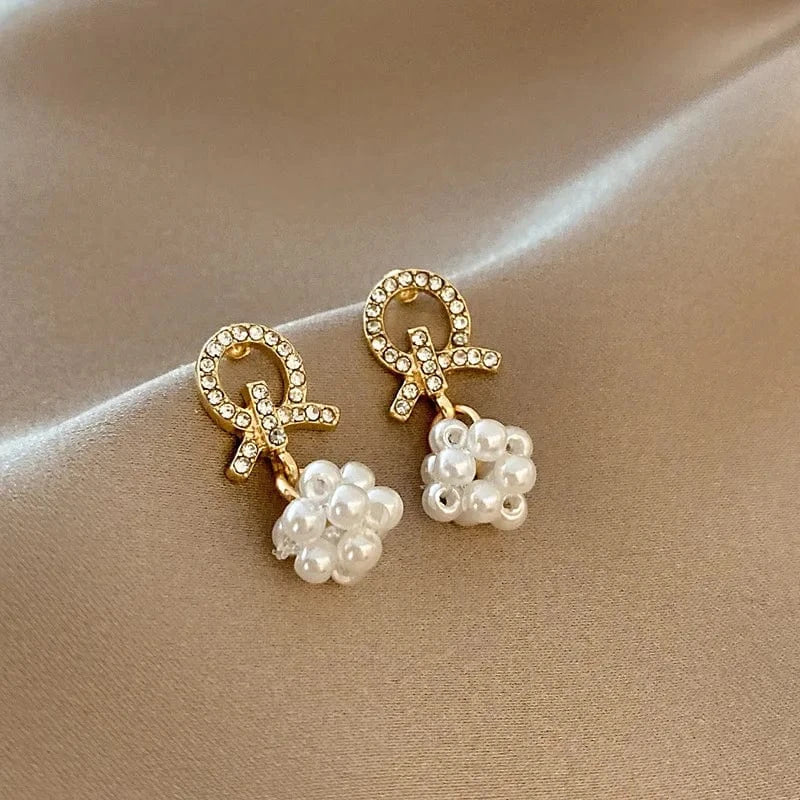 AS SHOWN / As shown / A082 S925 Needle Korean New Simple Temperament Circle Pearl Earrings Fashion Small Versatile Earrings Women's Jewelry