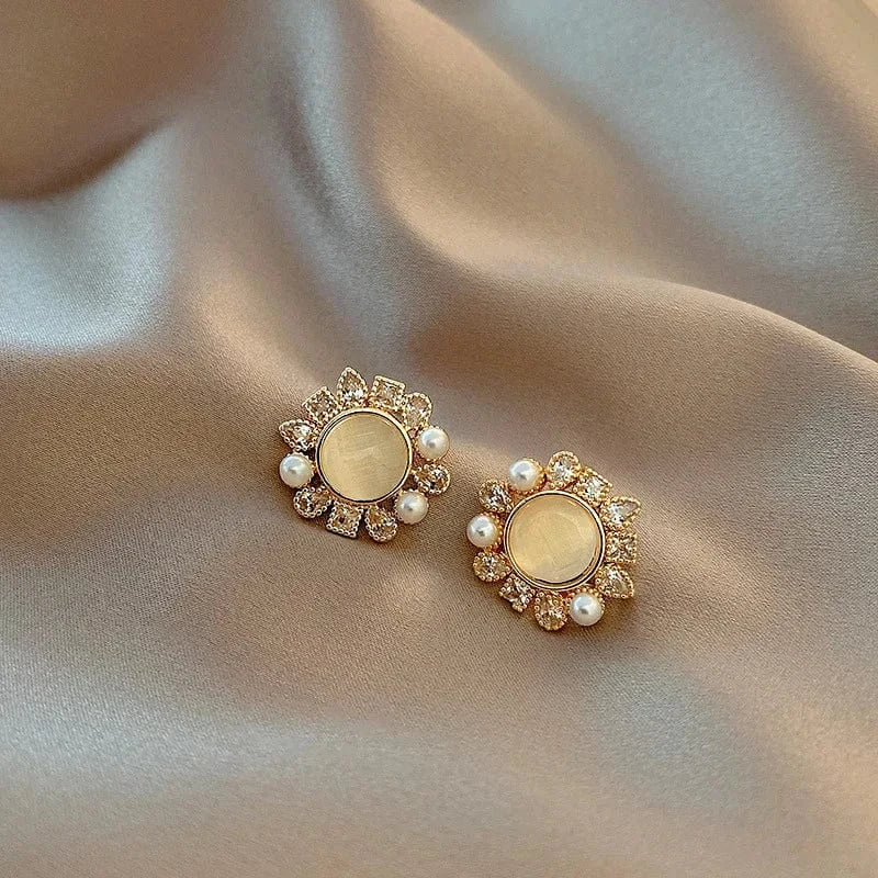 AS SHOWN / As shown / A154 S925 Needle Korean New Simple Temperament Circle Pearl Earrings Fashion Small Versatile Earrings Women's Jewelry
