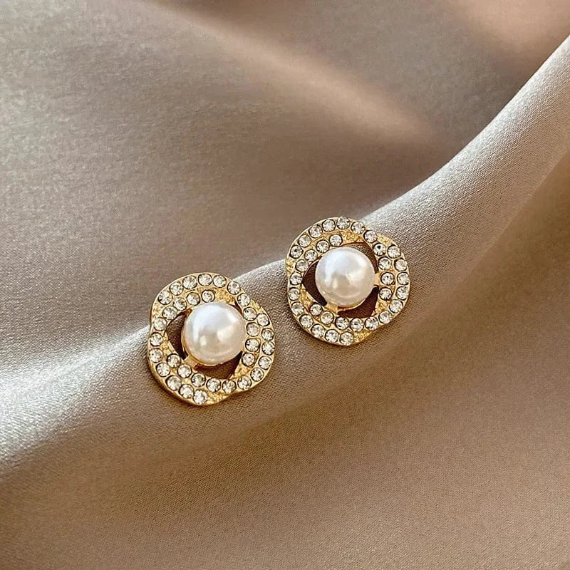 AS SHOWN / As shown / A161 S925 Needle Korean New Simple Temperament Circle Pearl Earrings Fashion Small Versatile Earrings Women's Jewelry