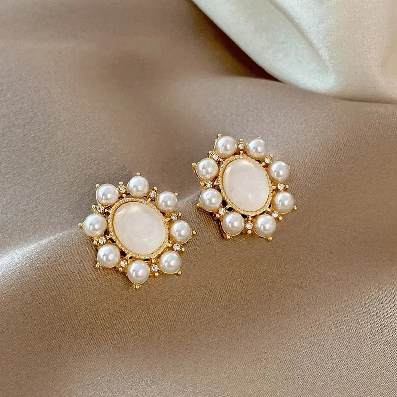 AS SHOWN / As shown / A168 S925 Needle Korean New Simple Temperament Circle Pearl Earrings Fashion Small Versatile Earrings Women's Jewelry