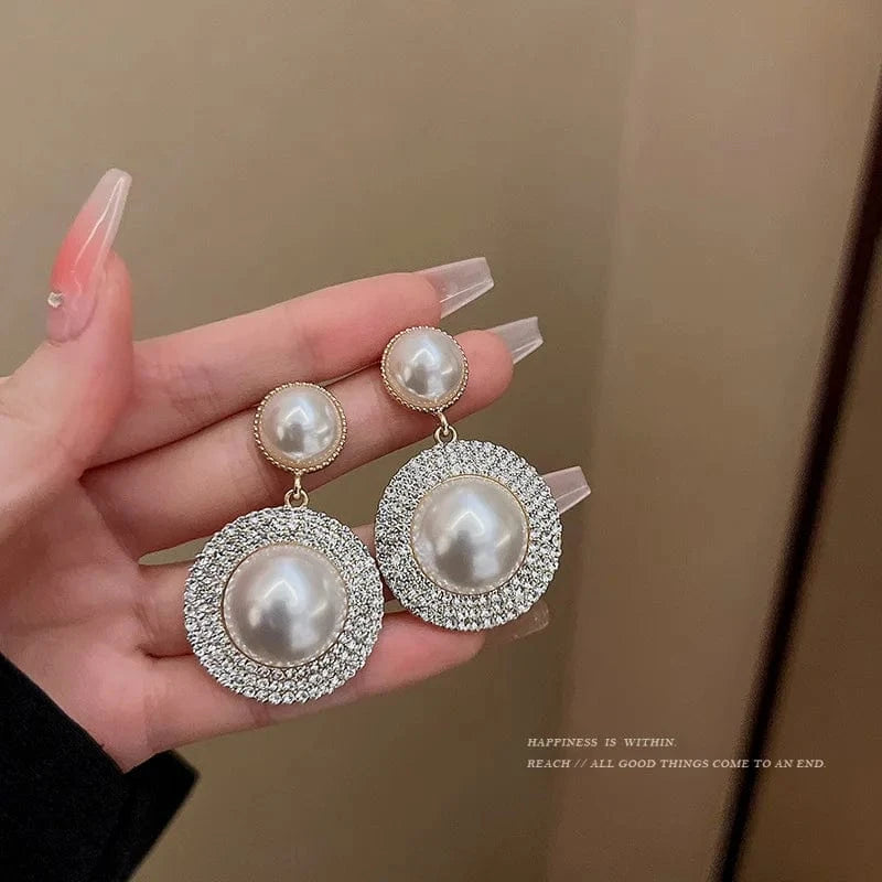 AS SHOWN / As shown / A657 S925 Needle Korean New Simple Temperament Circle Pearl Earrings Fashion Small Versatile Earrings Women's Jewelry