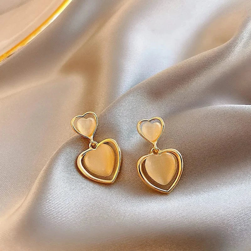 AS SHOWN / As shown / E2430 HEART S925 Needle Korean New Simple Temperament Circle Pearl Earrings Fashion Small Versatile Earrings Women's Jewelry