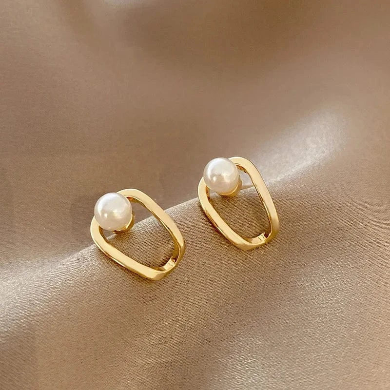 AS SHOWN / As shown / E3094 S925 Needle Korean New Simple Temperament Circle Pearl Earrings Fashion Small Versatile Earrings Women's Jewelry