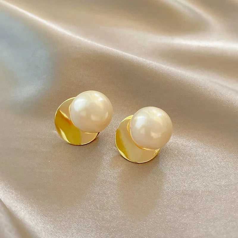 AS SHOWN / As shown / E4565 S925 Needle Korean New Simple Temperament Circle Pearl Earrings Fashion Small Versatile Earrings Women's Jewelry
