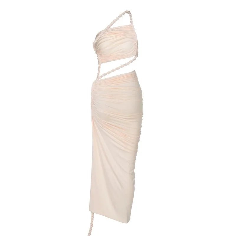 Asymmetrical Ruched High Split Maxi Dress - SN Wigs & More