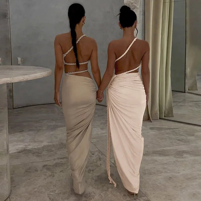 Asymmetrical Ruched High Split Maxi Dress - SN Wigs & More