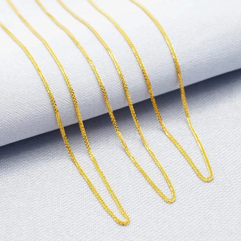 AU750 Real Gold Jewelry Square Wheat Wholesale 18K Solid Gold Italy Chain Necklace