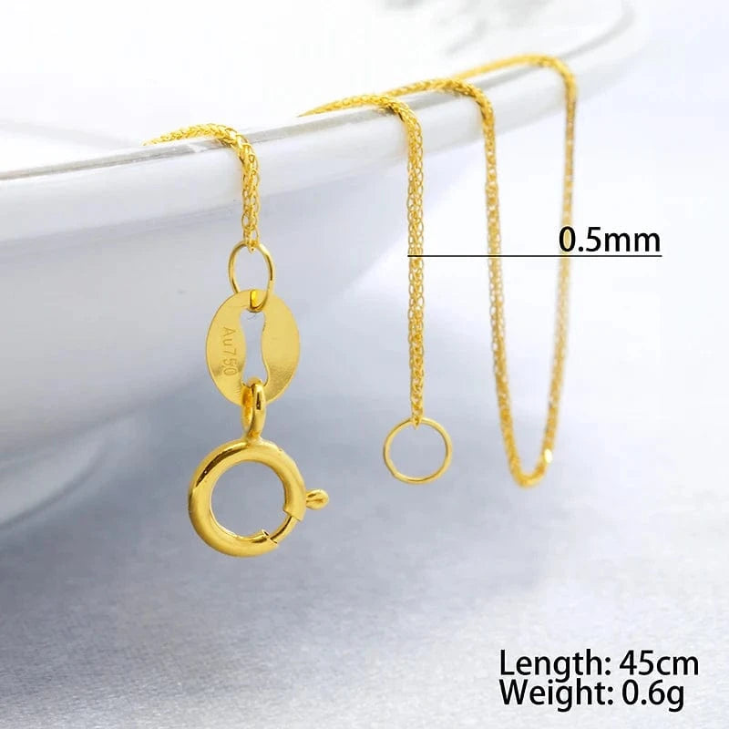 AU750 Real Gold Jewelry Square Wheat Wholesale 18K Solid Gold Italy Chain Necklace