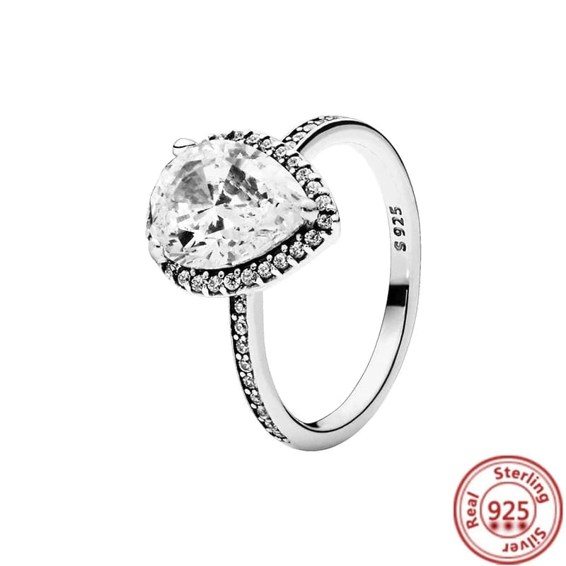 Authentic 925 Sterling Silver Princess Tiara Crown Sparkling Love Heart ,CZ Rings for Women Engagement Jewelry Anniversary