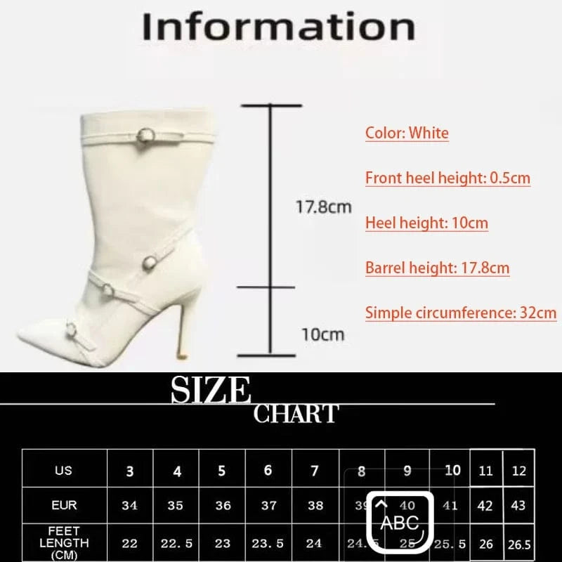Autumn and Winter 2024 new niche design Belt Buckle pointed high heel short boots 35-42