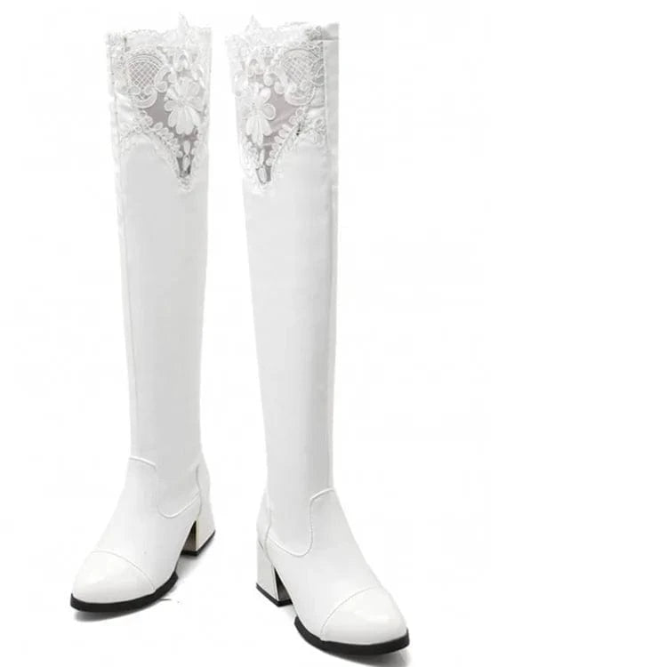Autumn and winter new boots European and American lace all over the skinny Knight knee over women's Boots