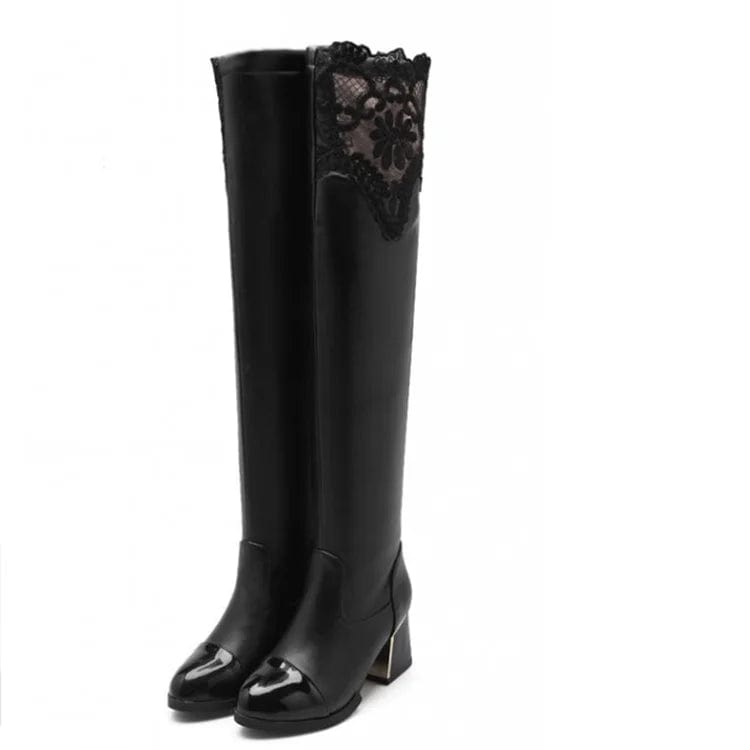 Autumn and winter new boots European and American lace all over the skinny Knight knee over women's Boots