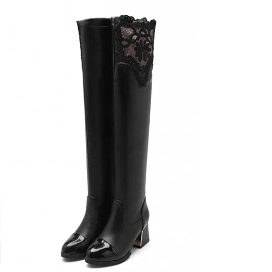 Autumn and winter new boots European and American lace all over the skinny Knight knee over women's Boots