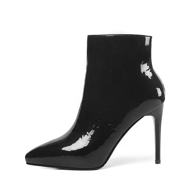 Autumn and winter new leather short boots women fashion pointed fashion boots thin and high cattle lacquer leather women's Boots