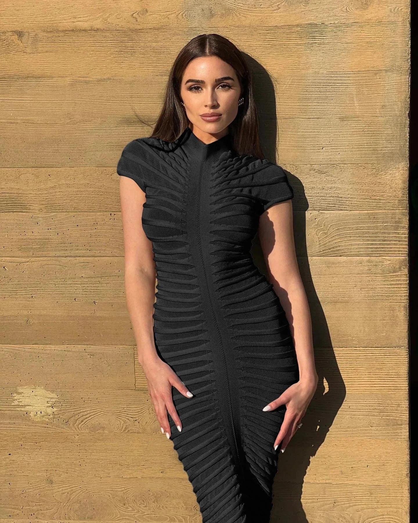 Autumn New Trendy Short Sleeve Knit Maxi Dresses Women Stretchy Solid Color Night Club Party Sexy Knitting Long Dress