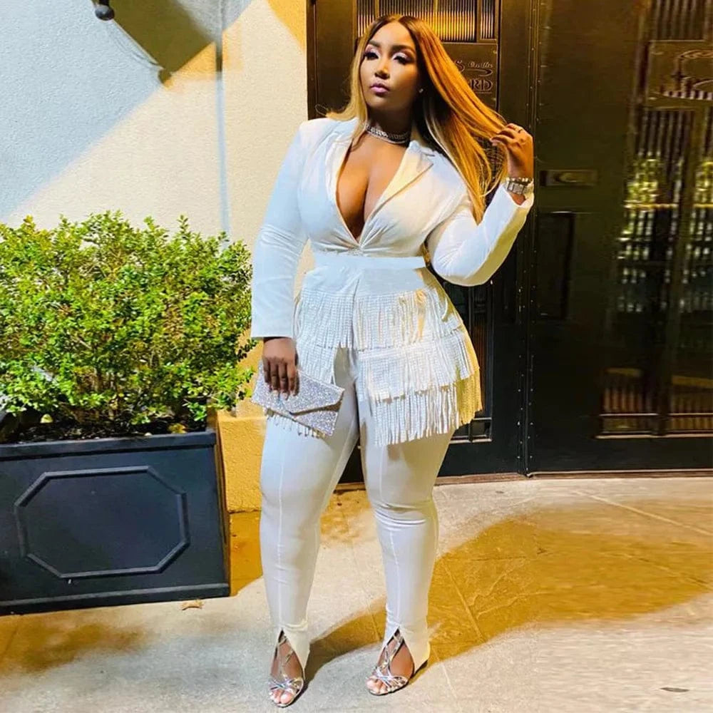 Autumn Outfits for Women 2022 Tassel Suits and Top Set Office Lady Casual Jogger Sets for Women Boutique Two Piece Fall Set